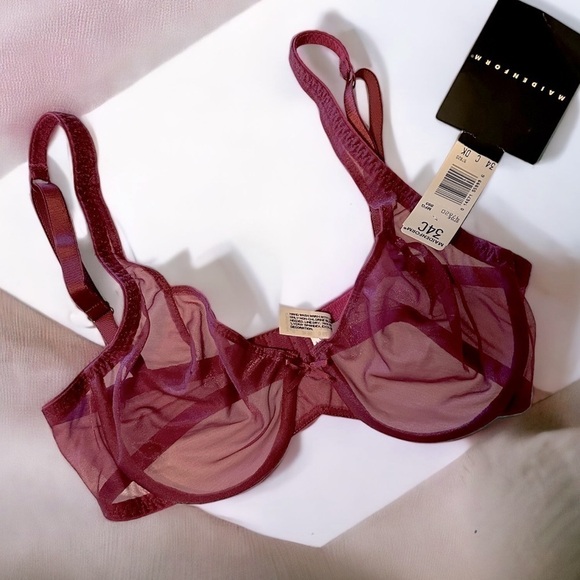 NWT Maidenform bra Sheer underwire Maroon Ruby Sz 34C - Picture 4 of 6